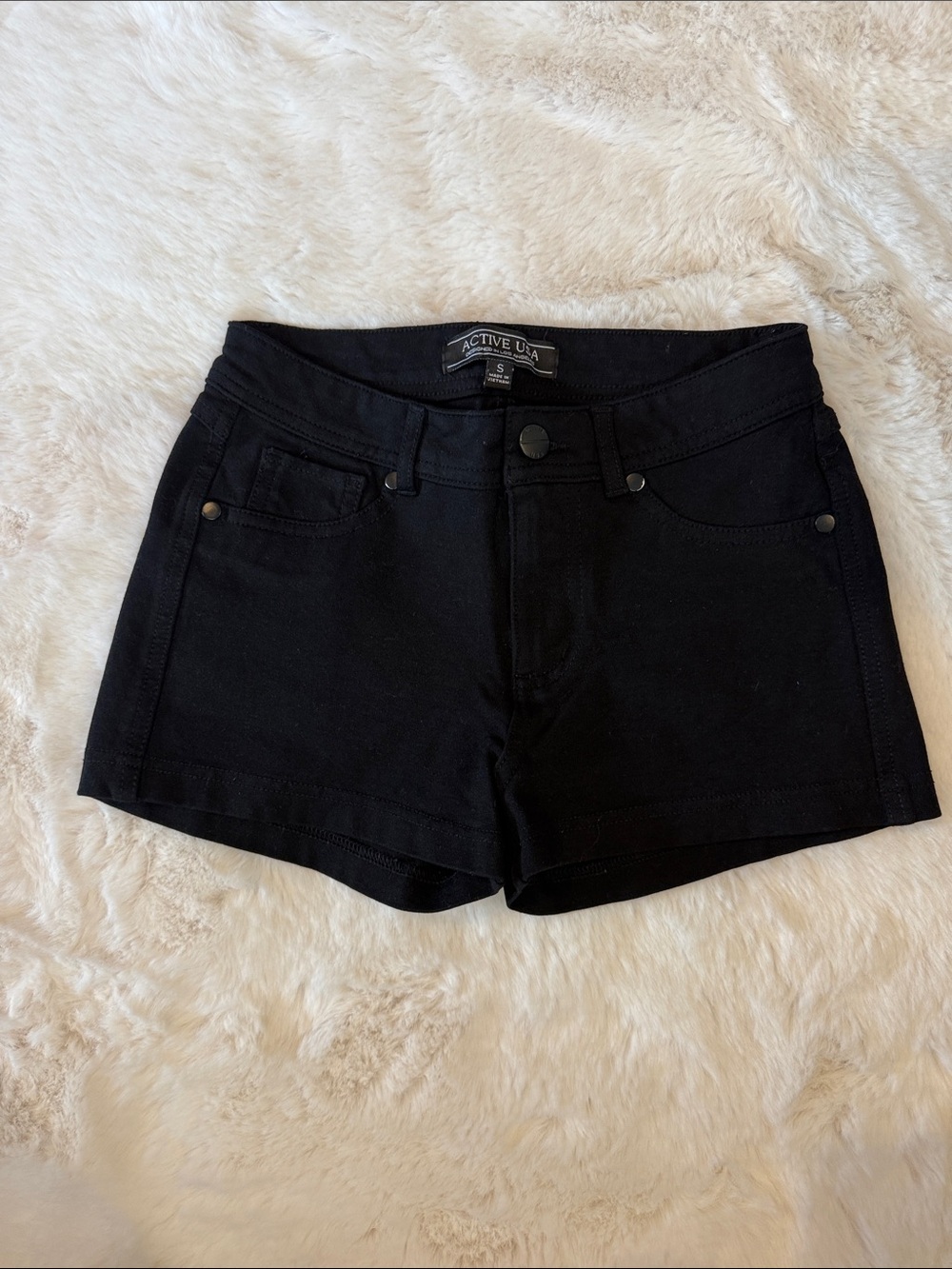 Active USA Black Denim Stretch Shorts